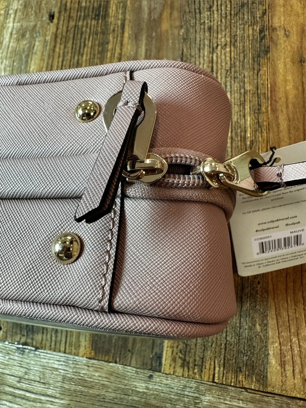 Calpak Clear Cosmetic Case with Dusty Mauve Trim